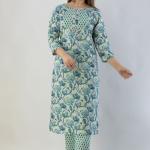 Printed Cotton Kurta Set with Chiffon Dupatta